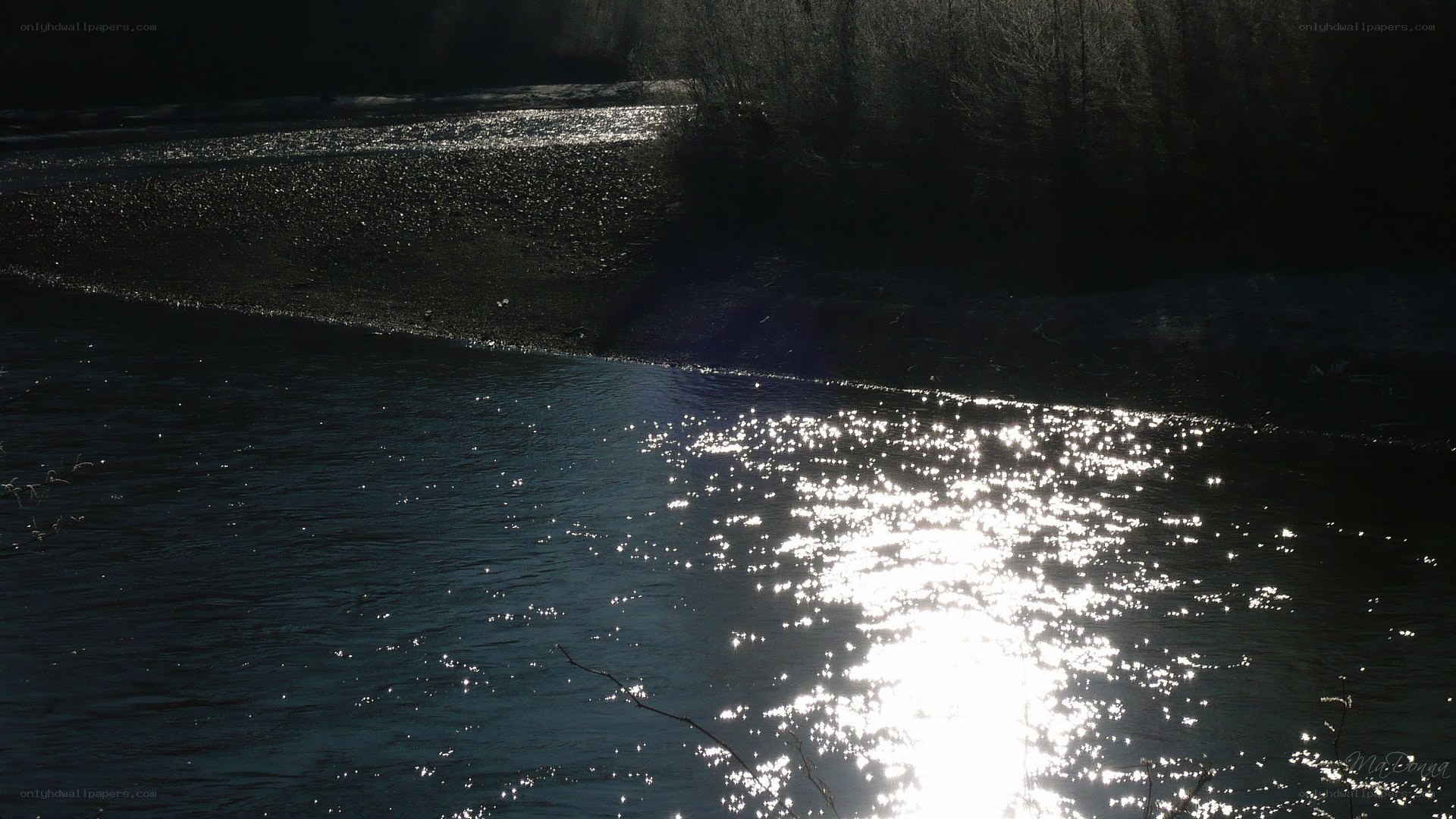 Sunlight on a flowing river
