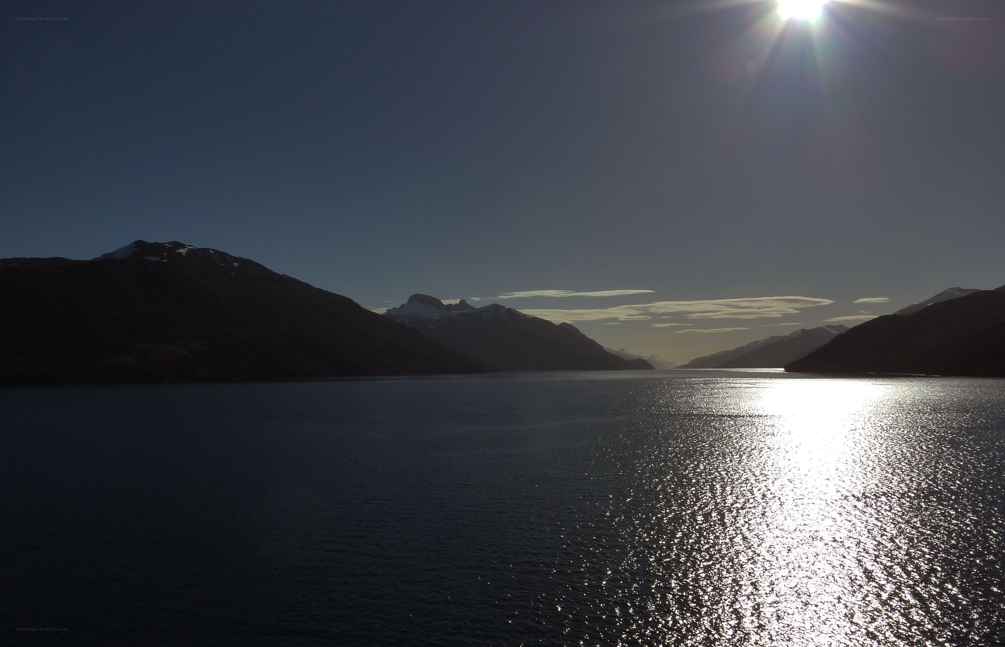Sunlight on a mountain lake