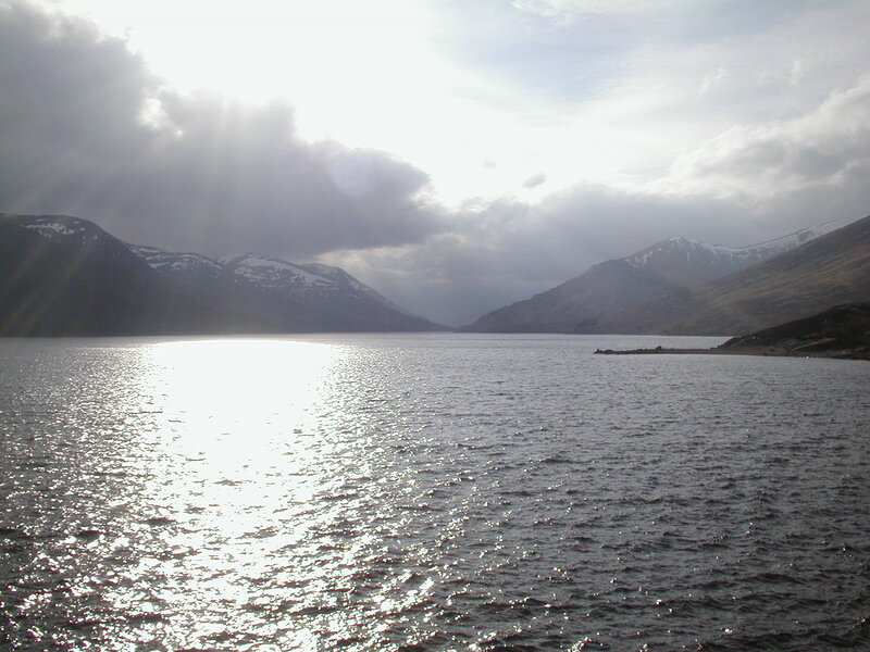 Sunlight on a mountain lake