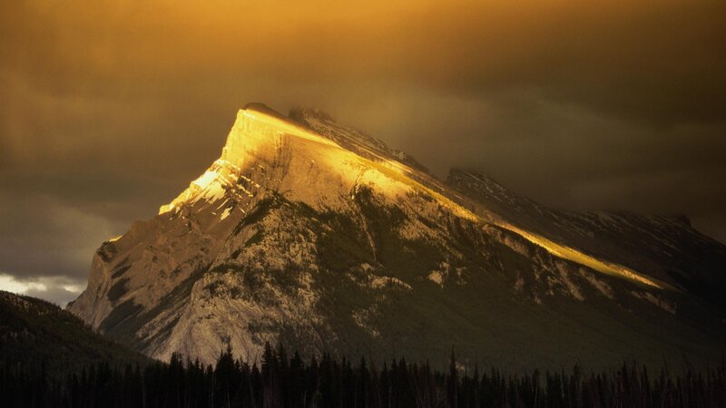 Sunlight on a mountain peak