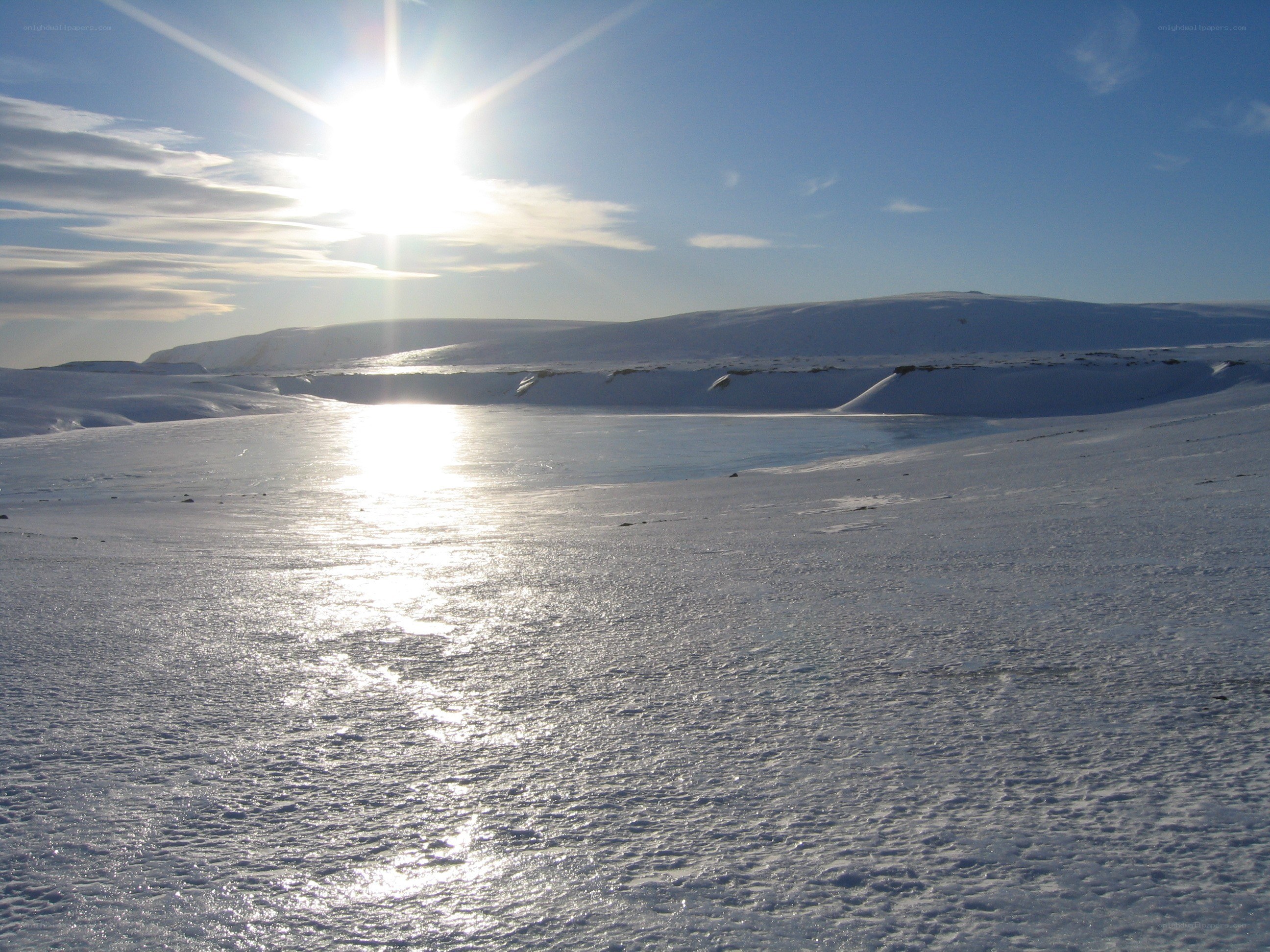Sunlight on a snowy landscape