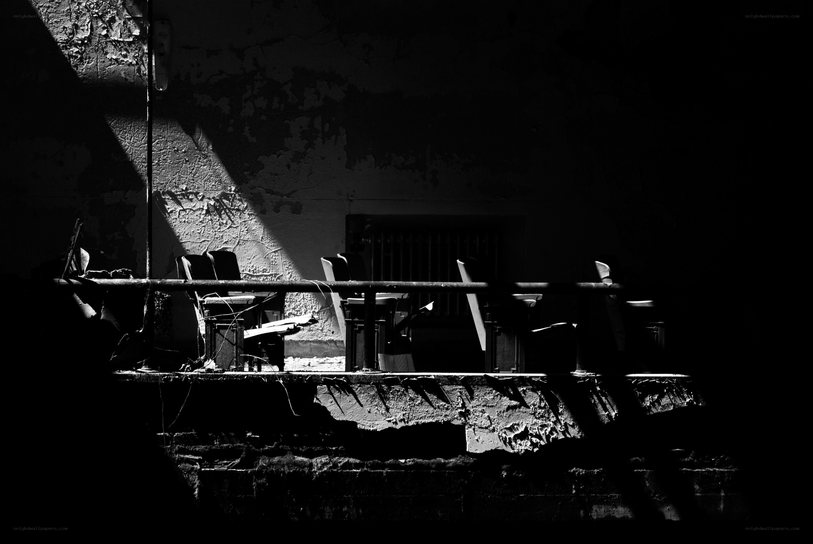Sunlight on abandoned theater