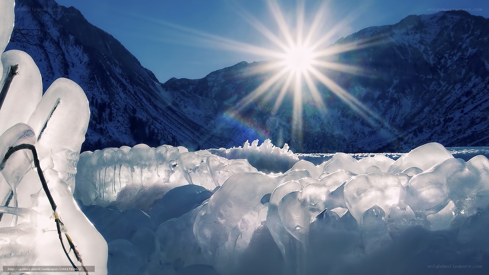 Sunlight on frozen lake