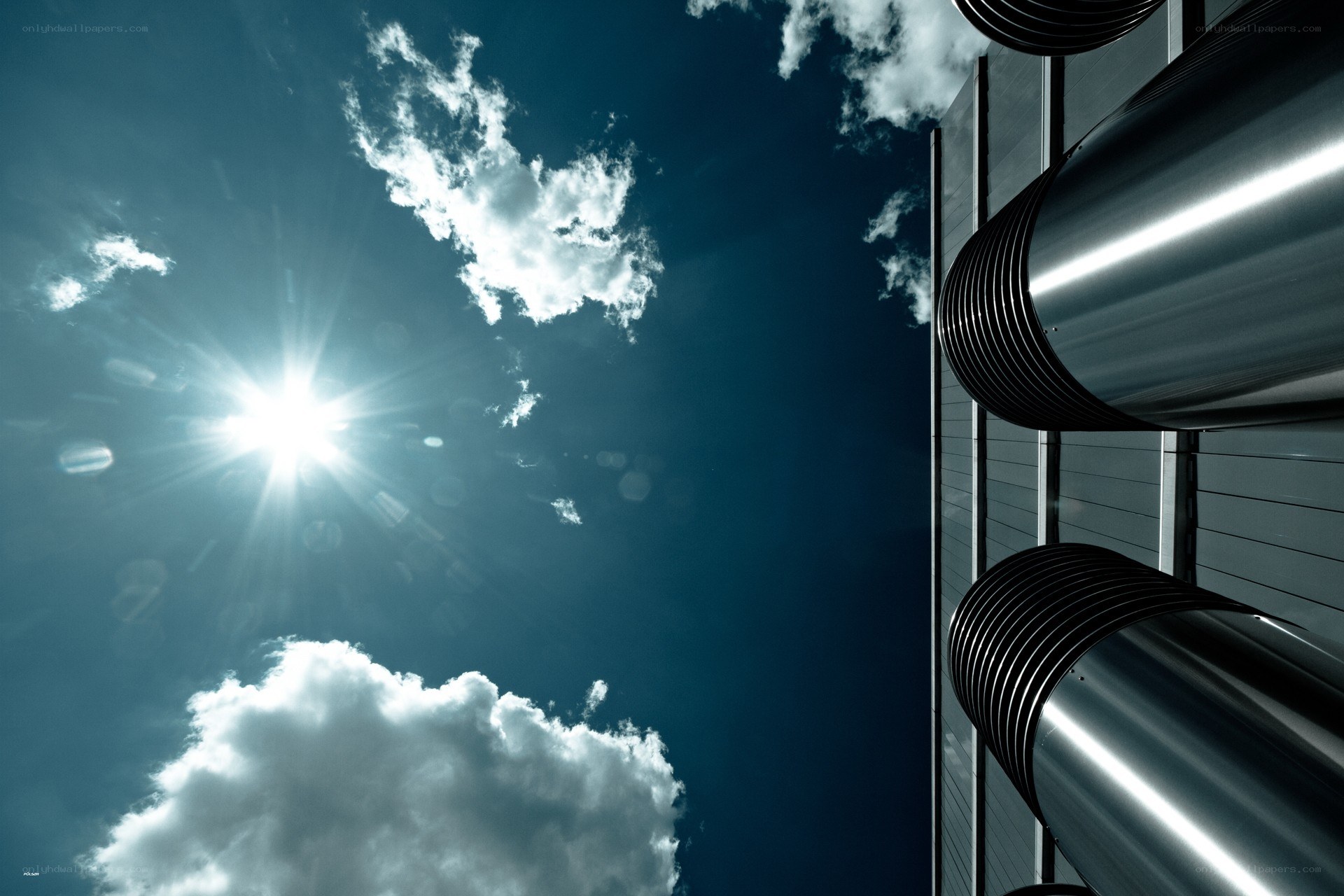 Sunlight on industrial pipes