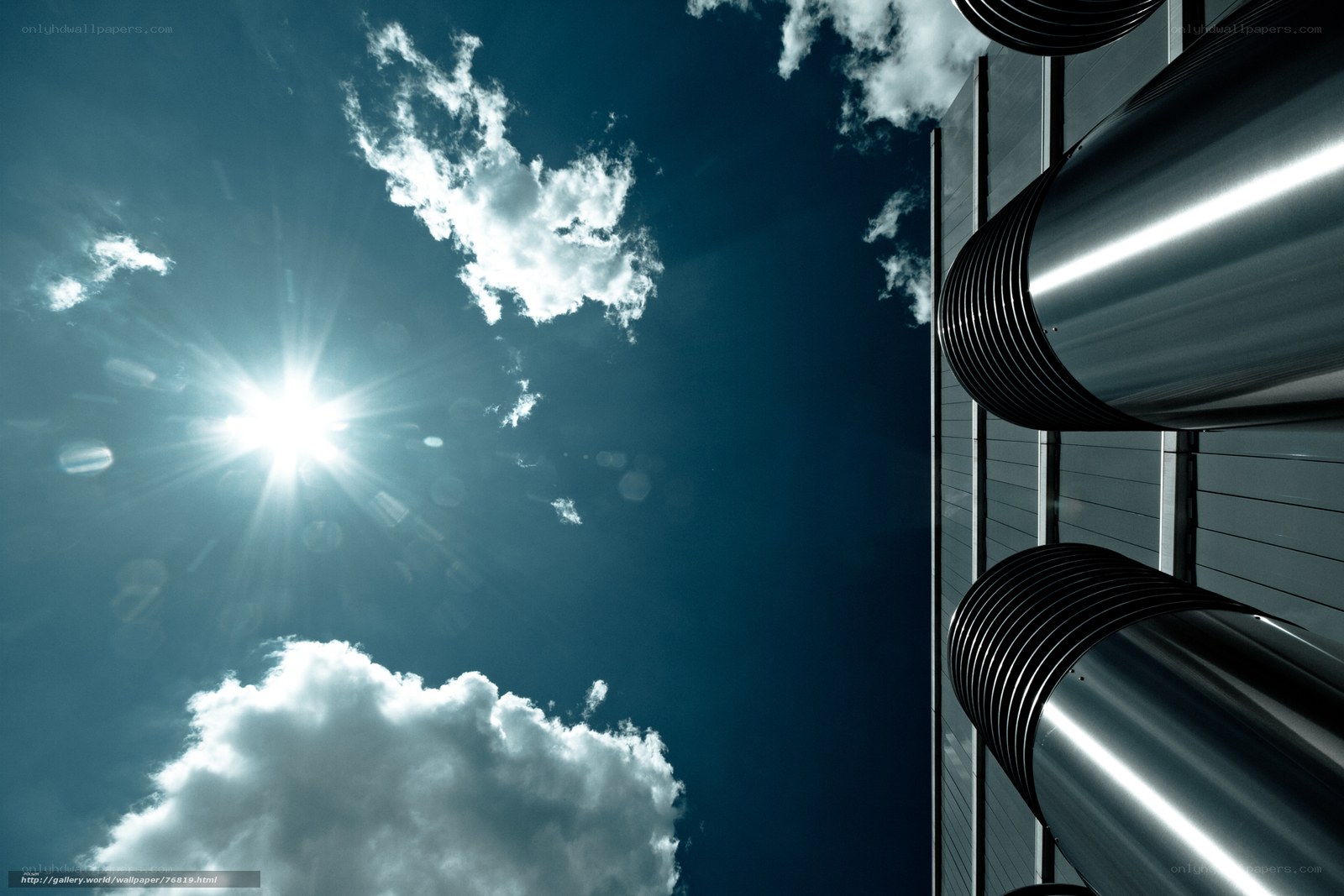 Sunlight on industrial pipes