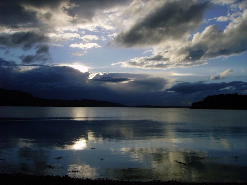 Sunlight on Lake Surface — Blue, Dramatic, Sunset