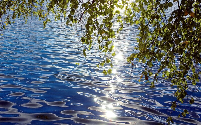 Sunlight on Rippling Water — Blue, Serene