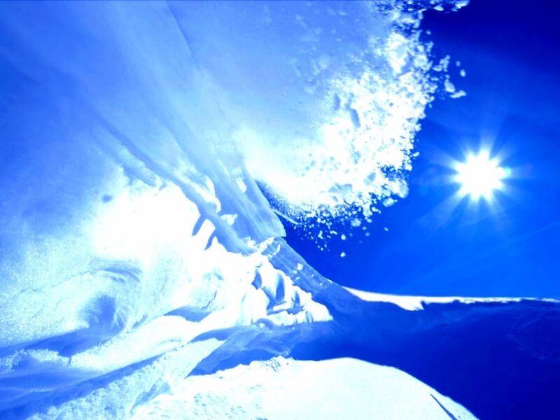 Sunlight on snow-covered landscape