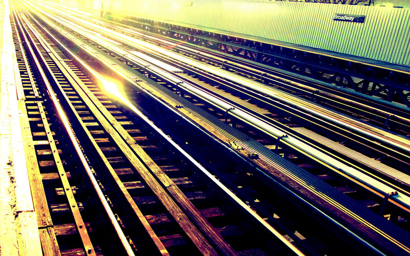Sunlight on subway tracks
