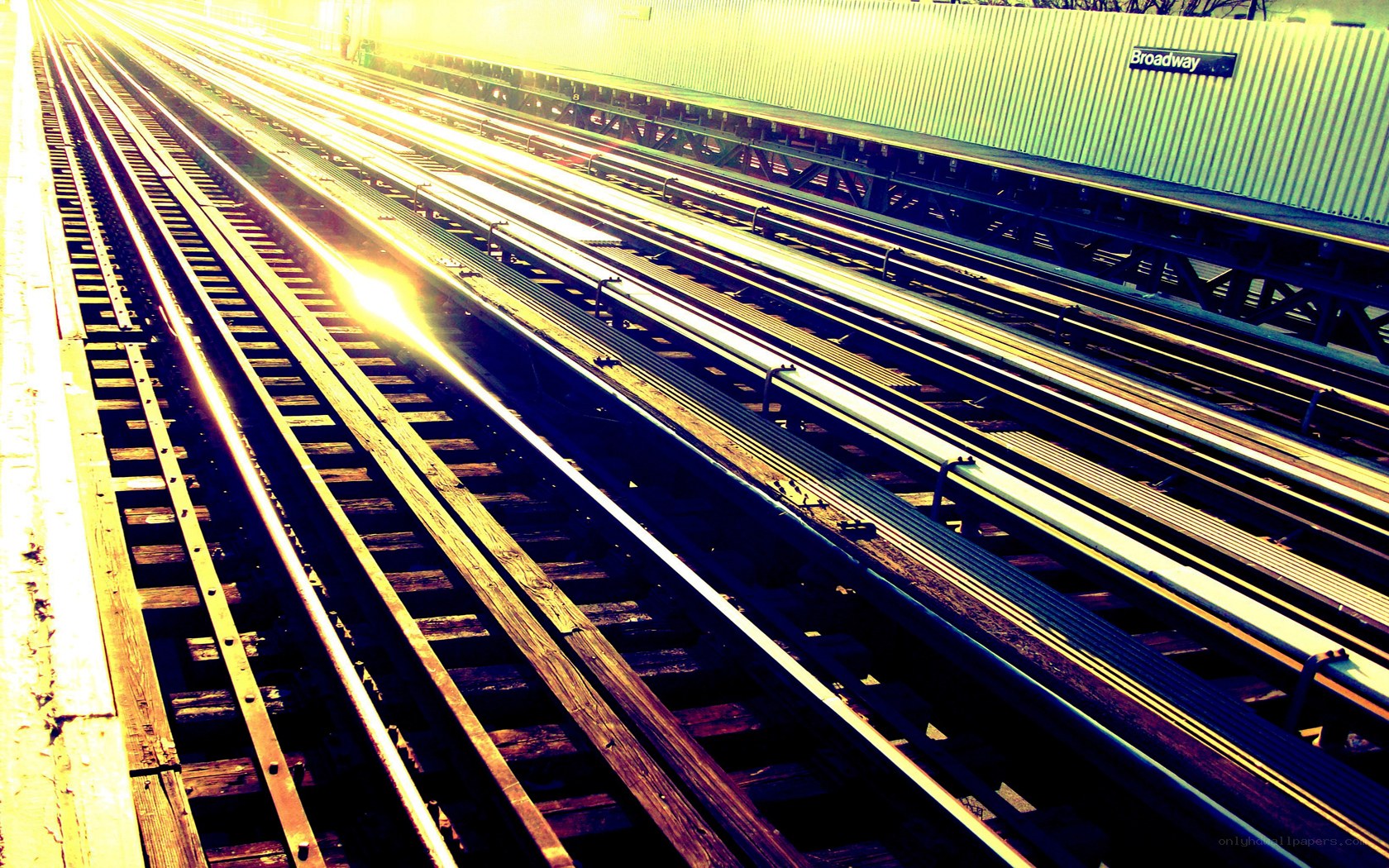 Sunlight on subway tracks