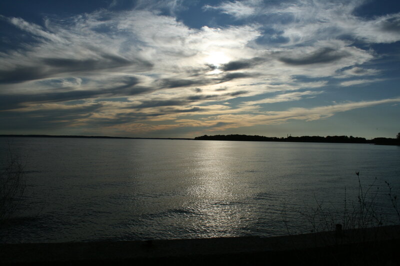 Sunlight on Water Surface — Blue, Serene, Sunset, Photograph