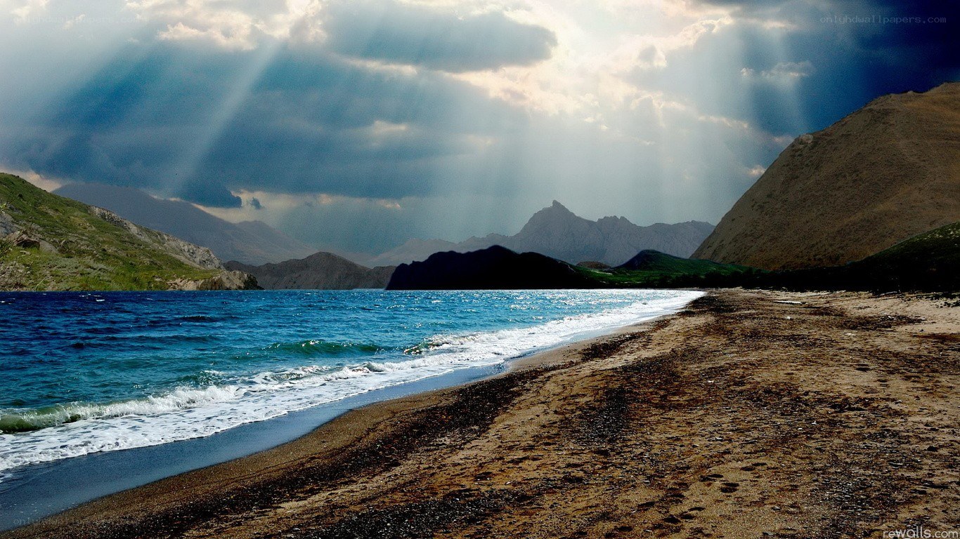 Sunlight over a coastal bay