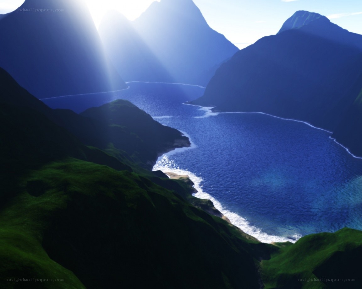 Sunlight over a coastal valley