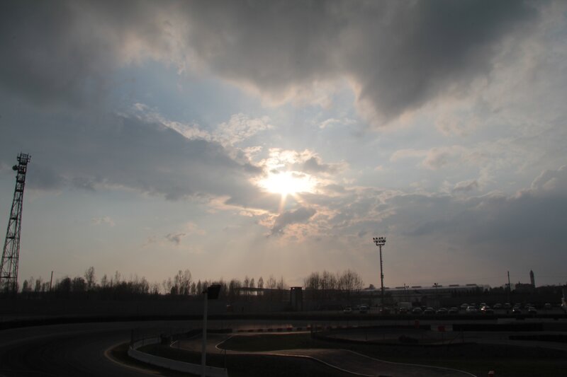 Sunlight over a racetrack