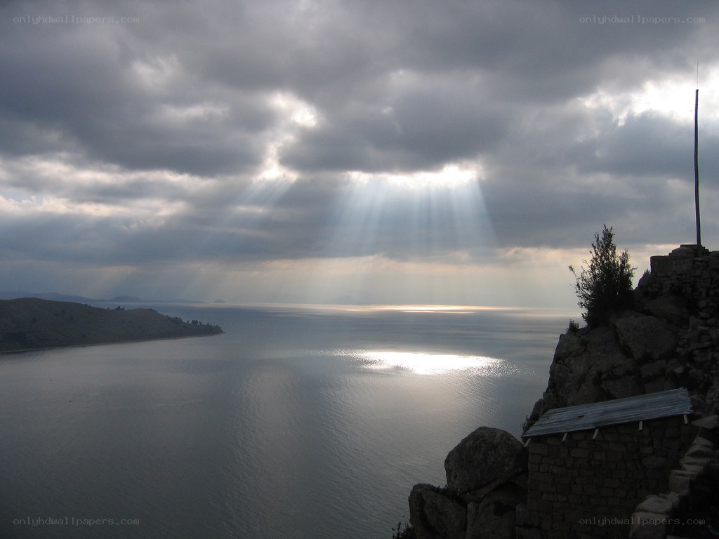Sunlight over a vast lake