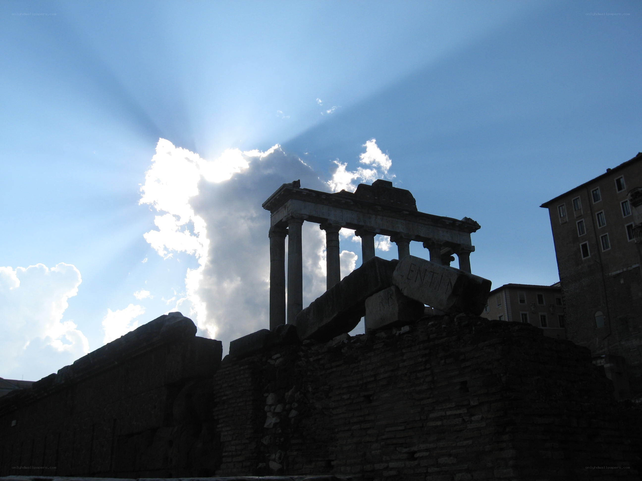 Sunlight over ancient ruins