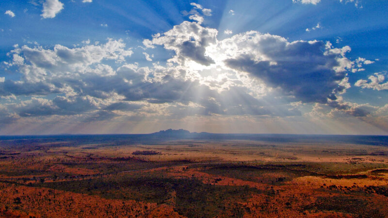 Sunlight over Desert Landscape