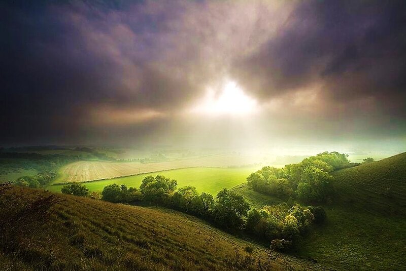 Sunlight over Green Hills — Dramatic