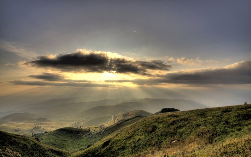 Sunlight over Hills — Green