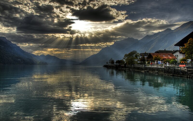 Sunlight over Lake — Blue, Dramatic, Sunrise