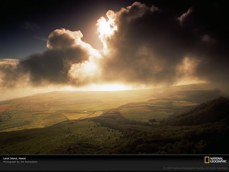 Sunlight over Lanai Island