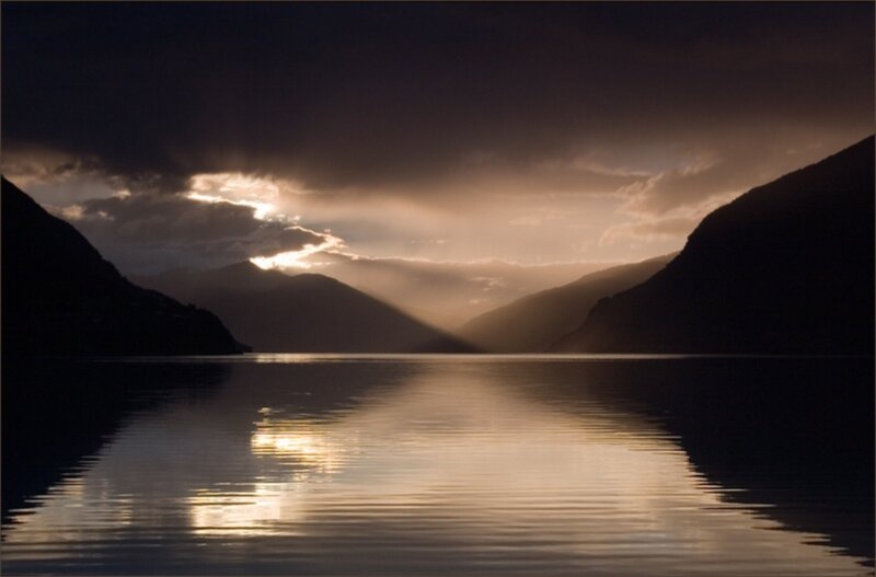 Sunlight over Mountain Lake — Brown