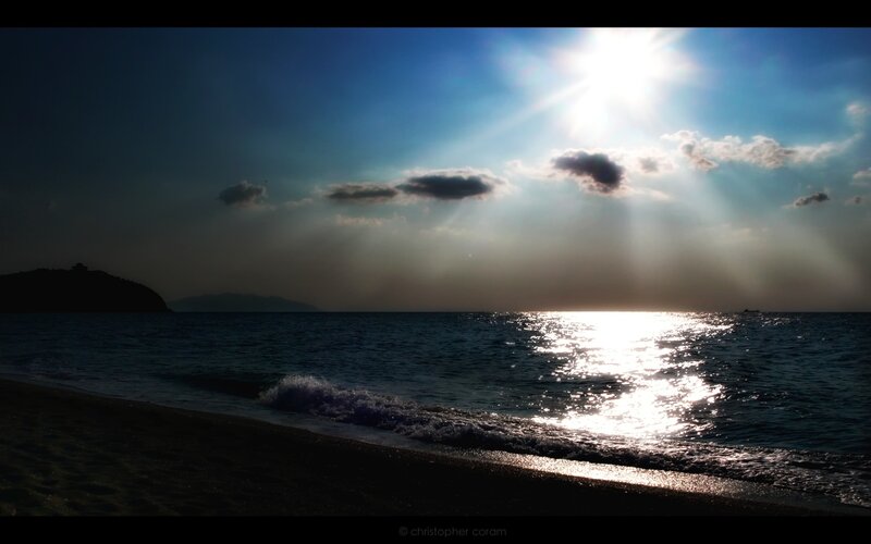Sunlight over Ocean — Blue, Dramatic, Sunset