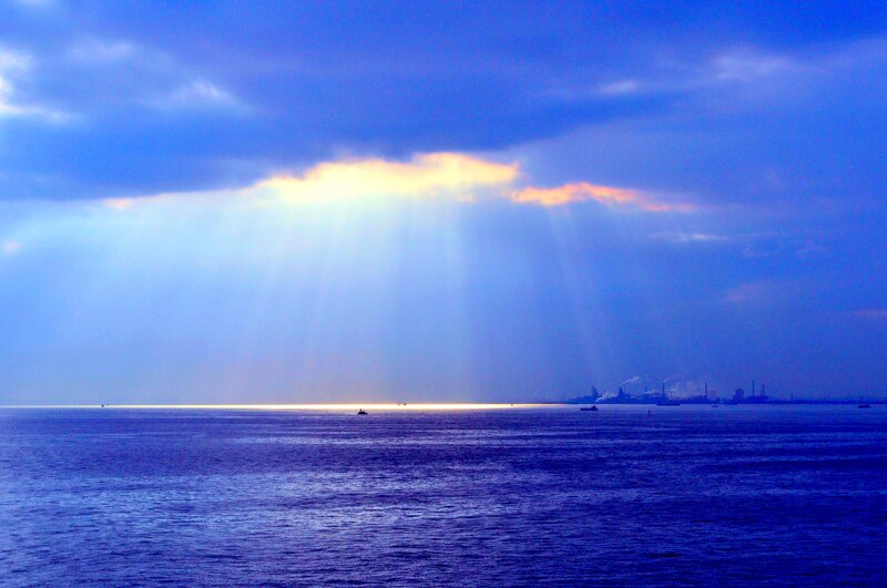 Sunlight over Ocean — Blue, Dramatic