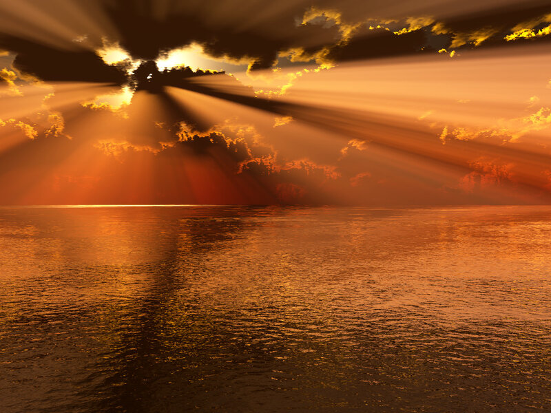 Sunlight over Ocean — Orange, Dramatic