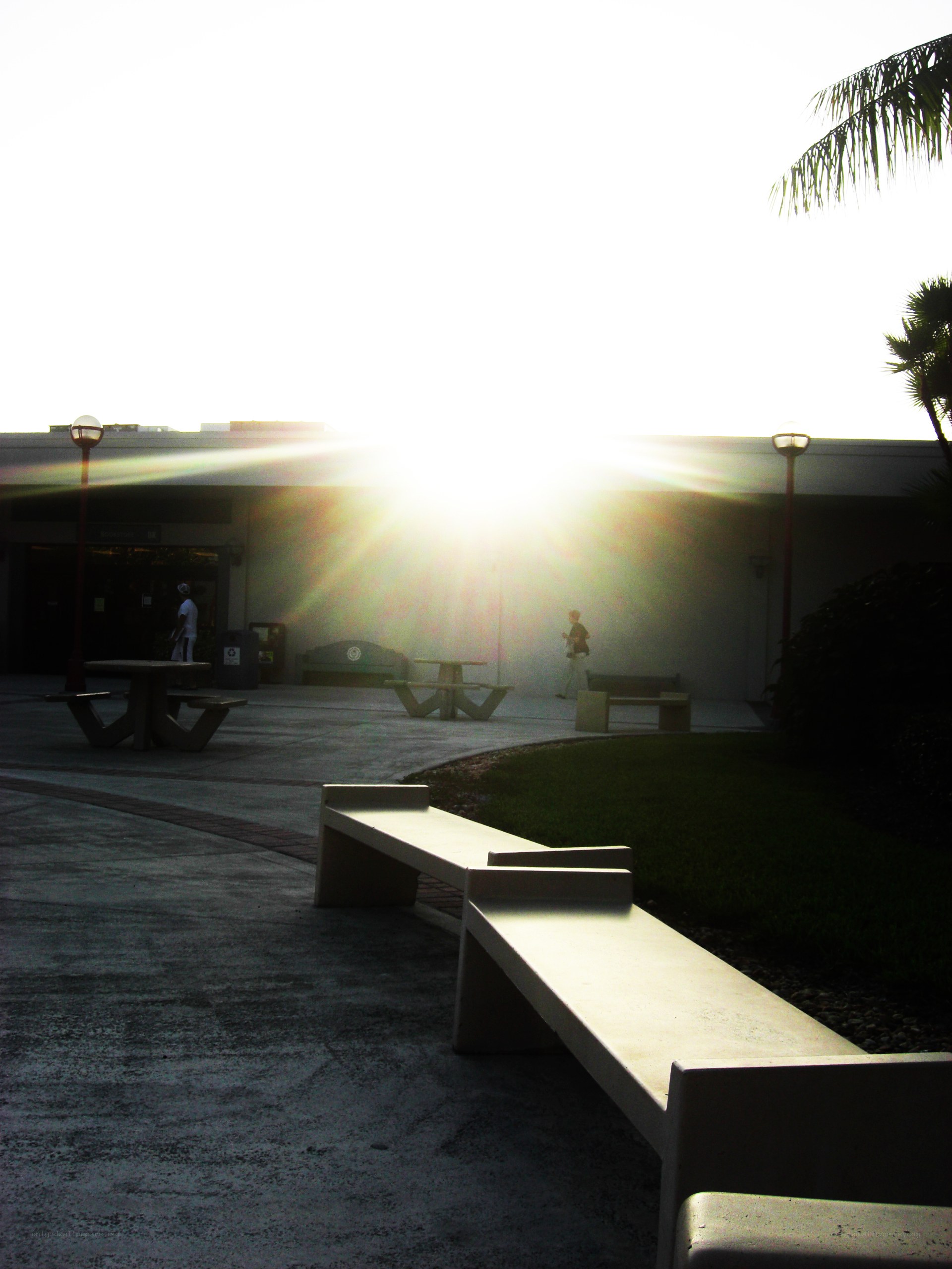 Sunlight over outdoor seating