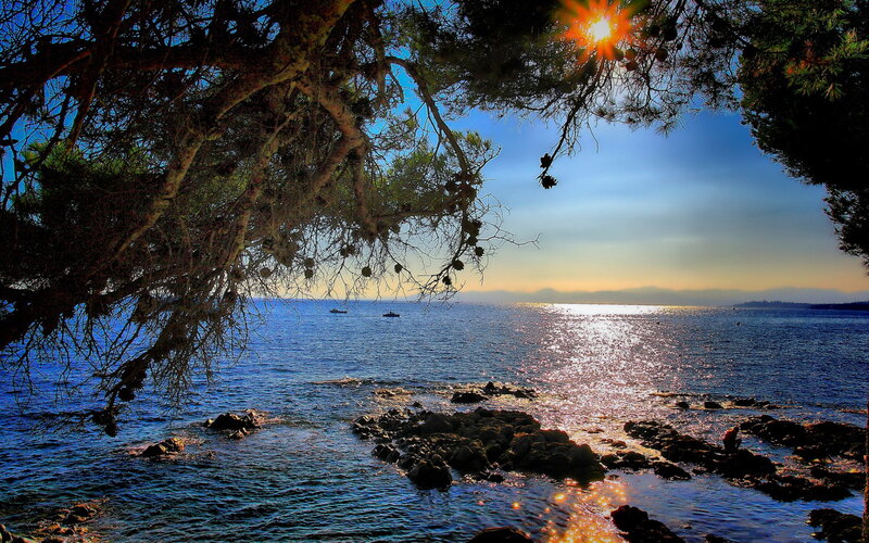 Sunlight over Rocky Shore