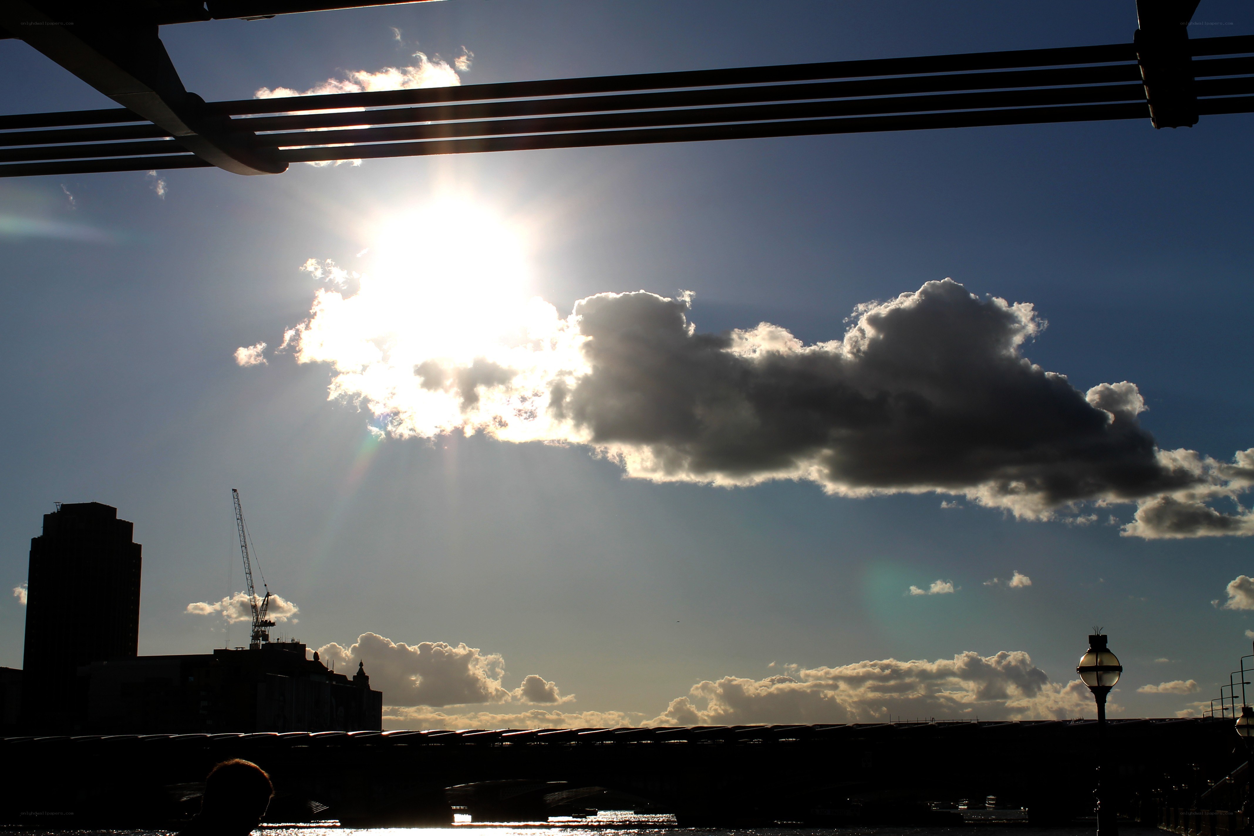 Sunlight over the city skyline