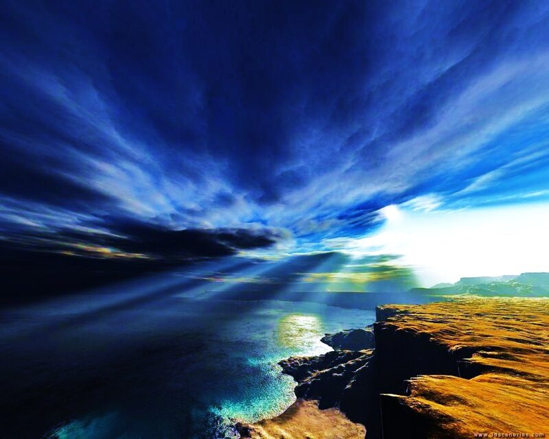 Sunlight over the ocean cliffs