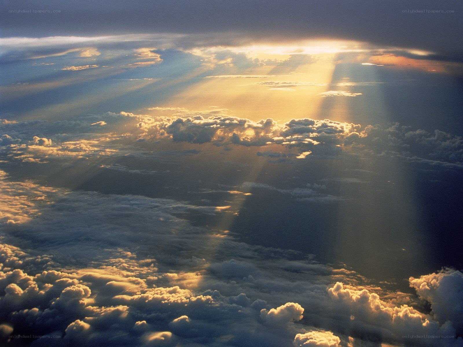 Sunlight piercing through clouds