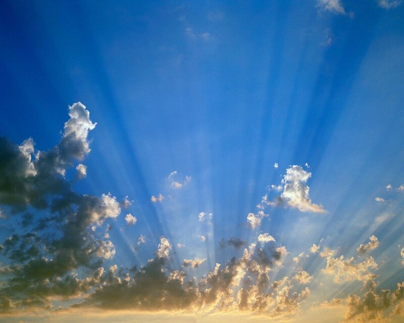Sunlight Rays Through Clouds — Blue, Dramatic, Sunset, Photograph, Sky