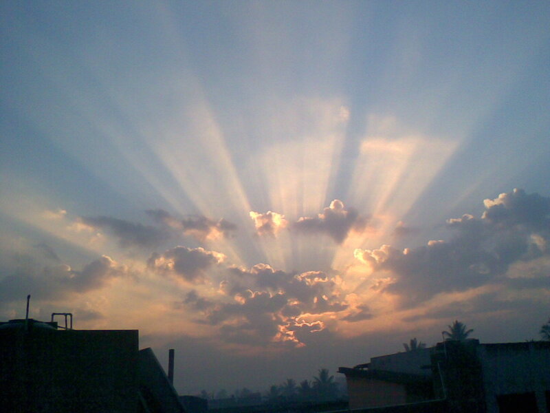 Sunlight Rays Through Clouds — Blue, Dramatic, Sunset