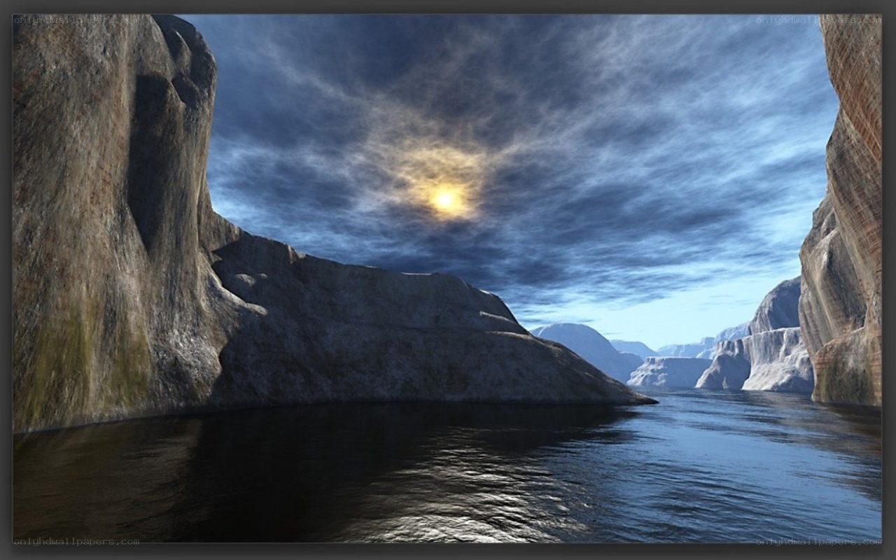 Sunlight through a rocky canyon
