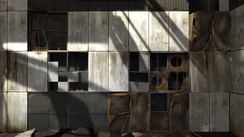 Sunlight through a ruined wall