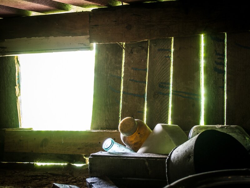 Sunlight through a wooden window