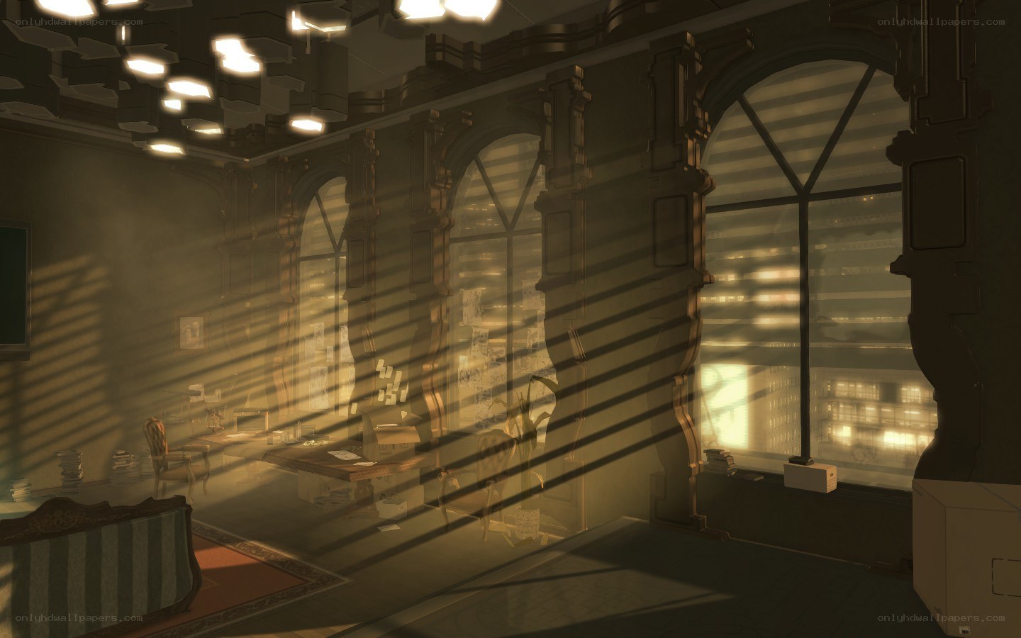 Sunlight through an old office