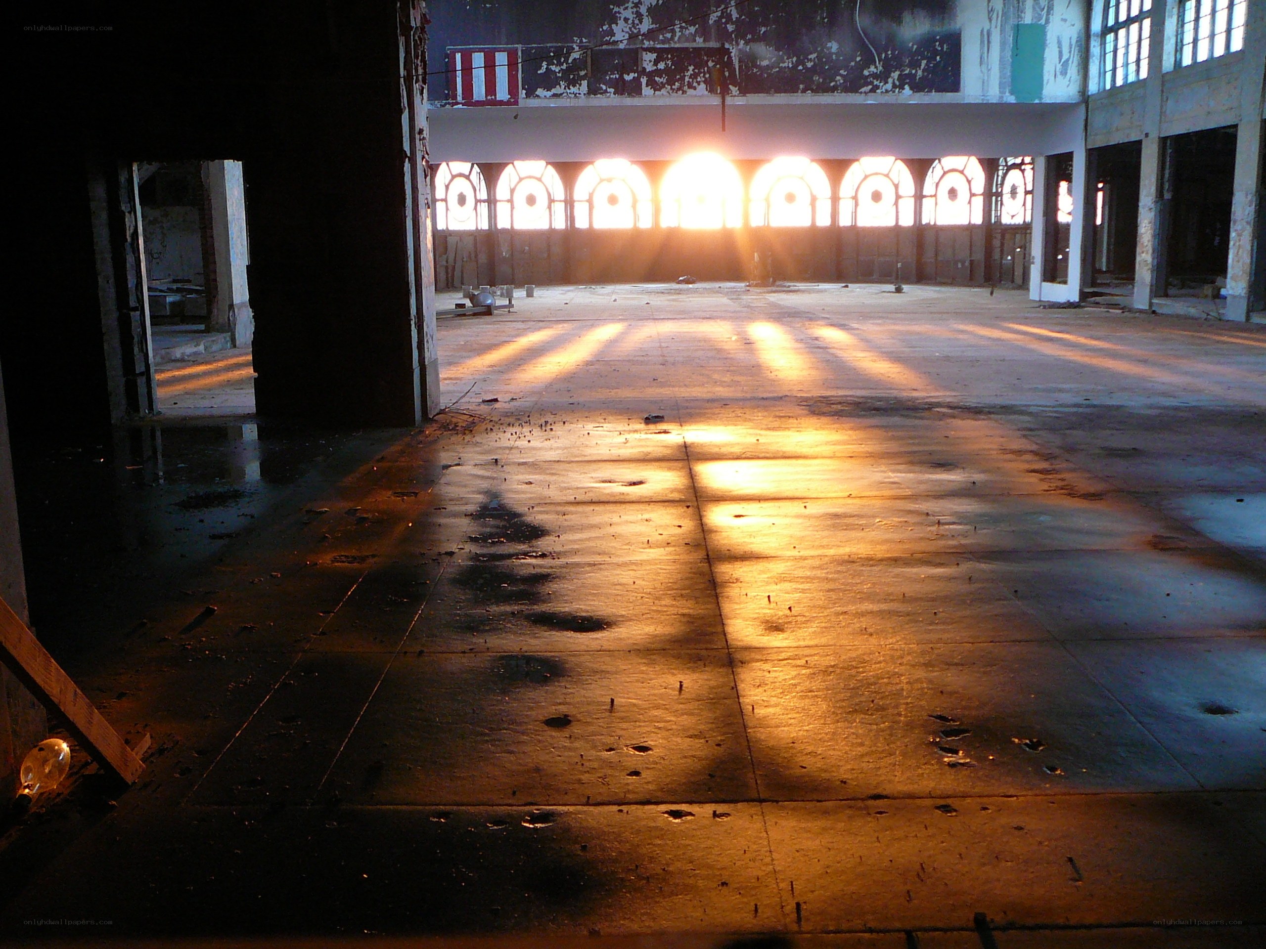 Sunlight through arched windows
