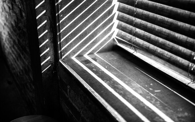 Sunlight Through Blinds — Black, Dramatic