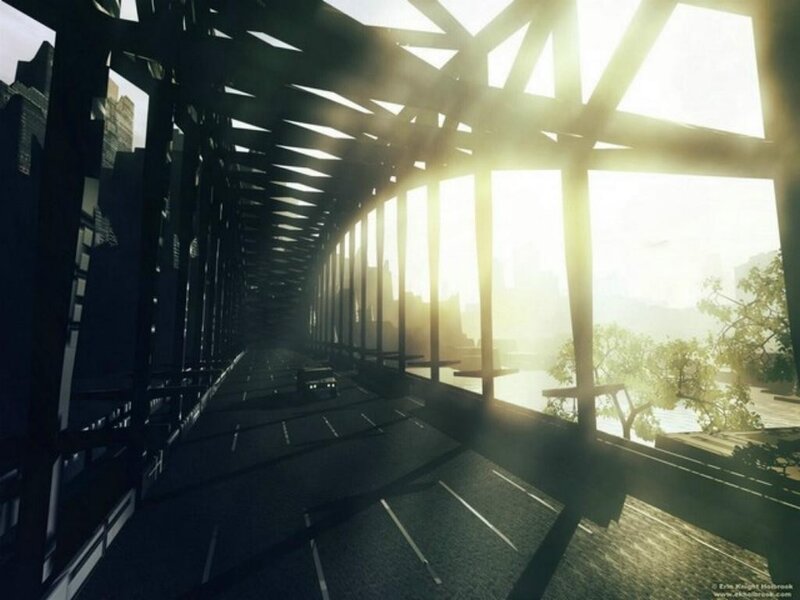 Sunlight through bridge structure
