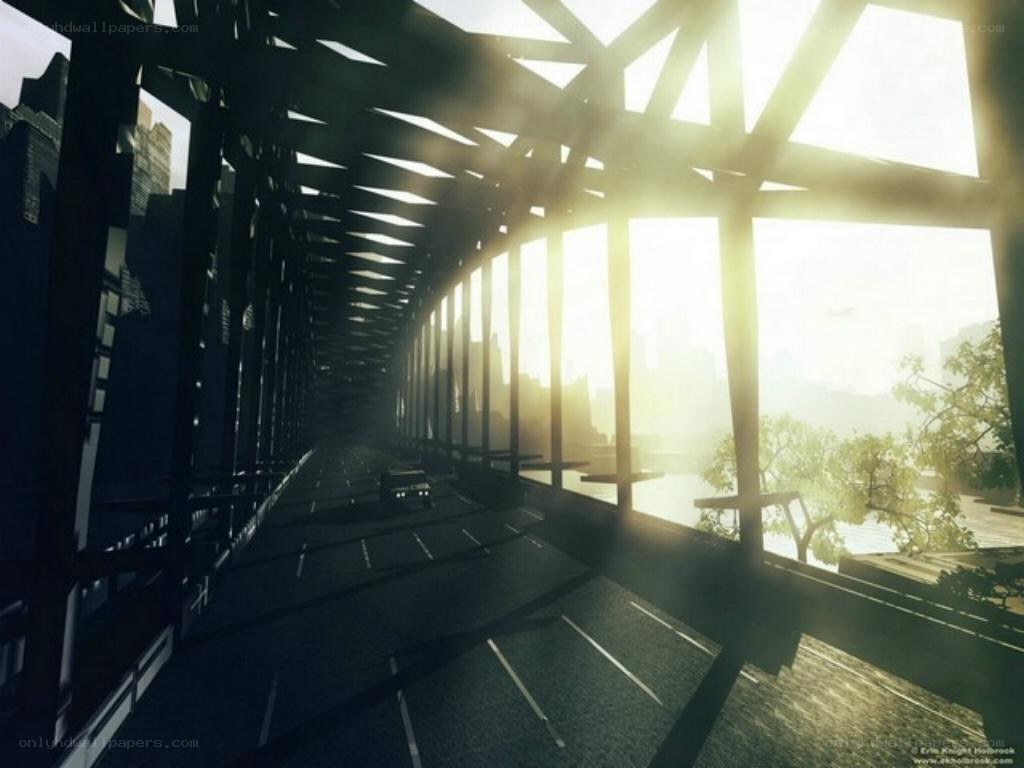 Sunlight through bridge structure