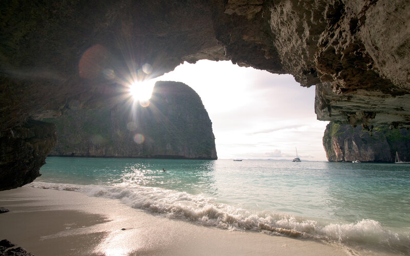 Sunlight Through Cave Opening — Blue, Serene