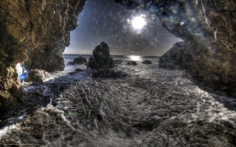 Sunlight Through Cave Opening — Gray, Dramatic
