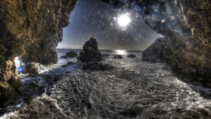 Sunlight Through Cave Opening — Gray