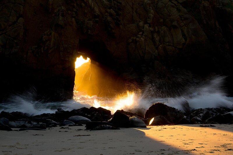 Sunlight Through Cave Opening — Orange, Dramatic