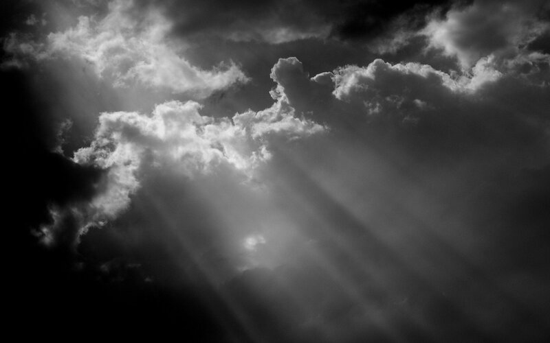 Sunlight Through Clouds — Black, Dramatic, Photograph