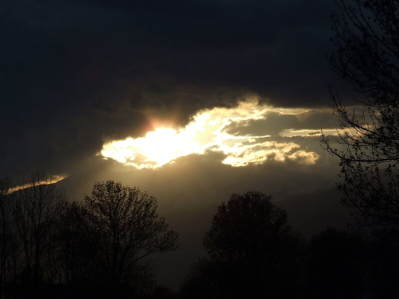 Sunlight Through Clouds — Black, Dramatic, Sunrise, Photograph